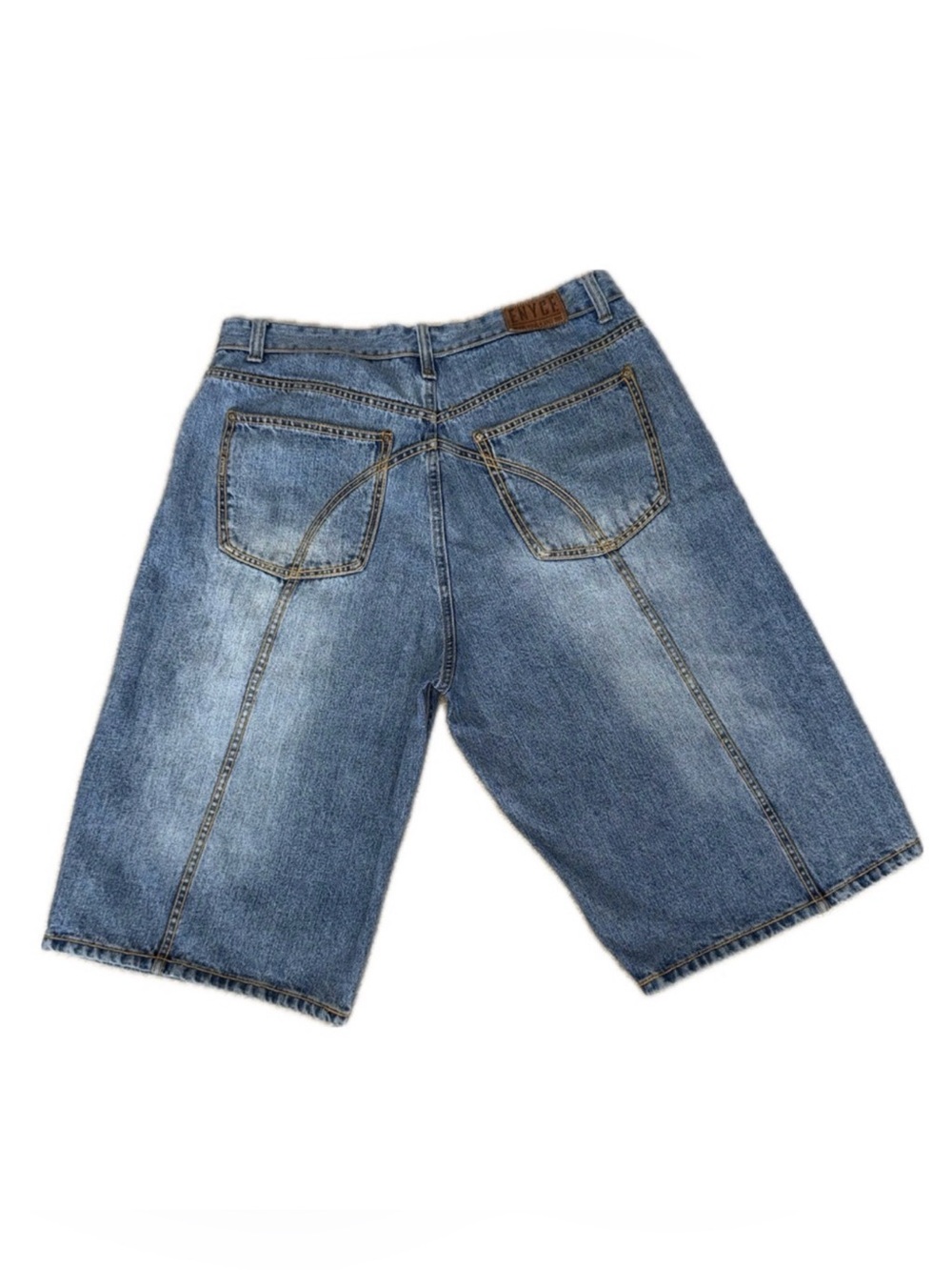 👖🛹 ENYCE‎ Y2K Denim Long Shorts Baggy Skater Fit, Streetwear Hip Hop Size 38